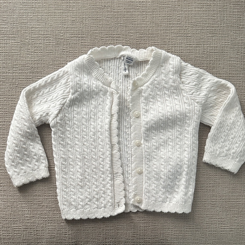 Janie & Jack White Cable Knit Cardigan 6-12M